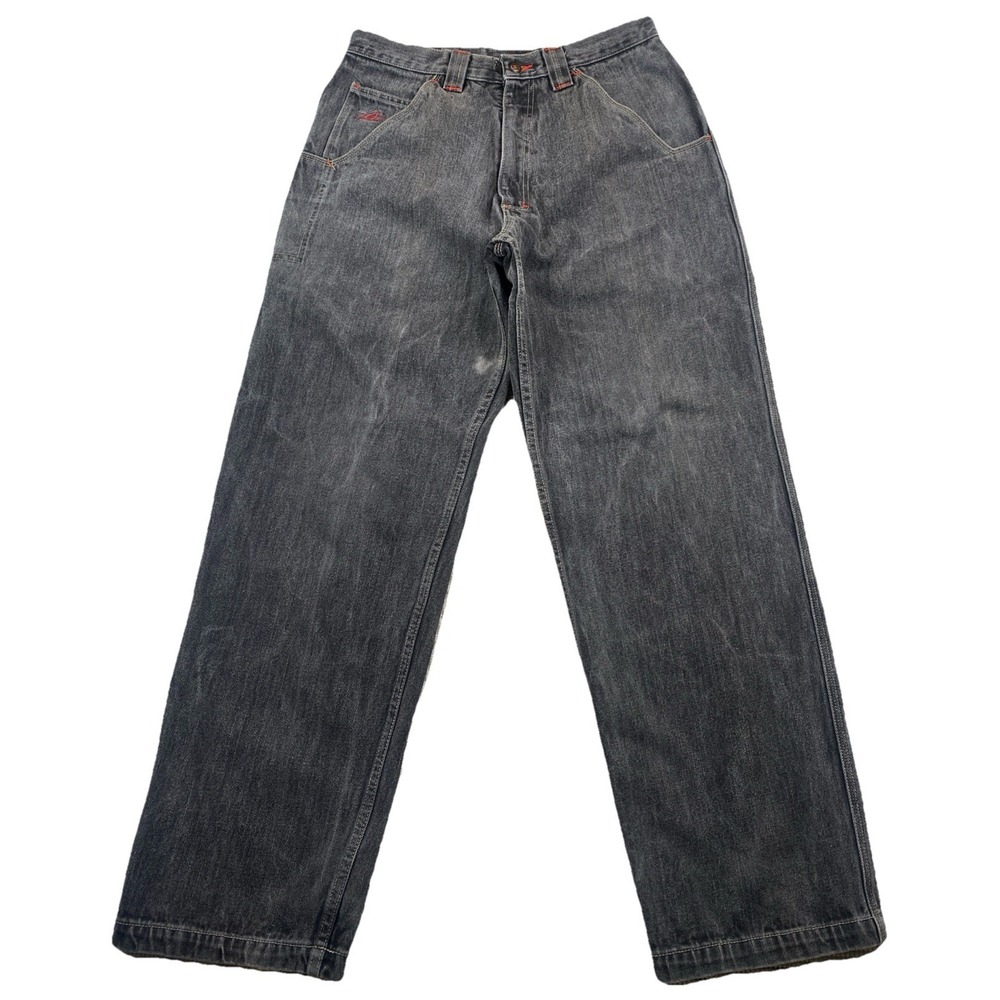 Vintage Johnny Blaze Cobra Faded Black Denim Jeans Wide Leg Men's‎ 34x32